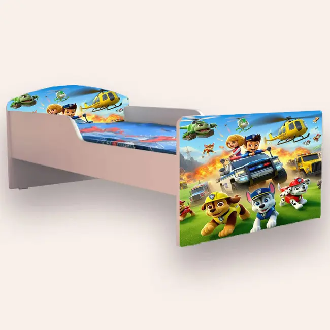 Pat Copii cu PAW PATROL ( Patrula Catelusilor) Varianta 3 Mic 2-6 ani 130x60 cm Simplu Fara saltea CMG51893976760660