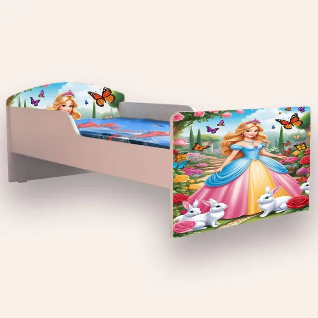 Pat Copii cu PRINTESA Mic 2-6 ani 130x60 cm Simplu cu Saltea SafeNest CMG51893929836884