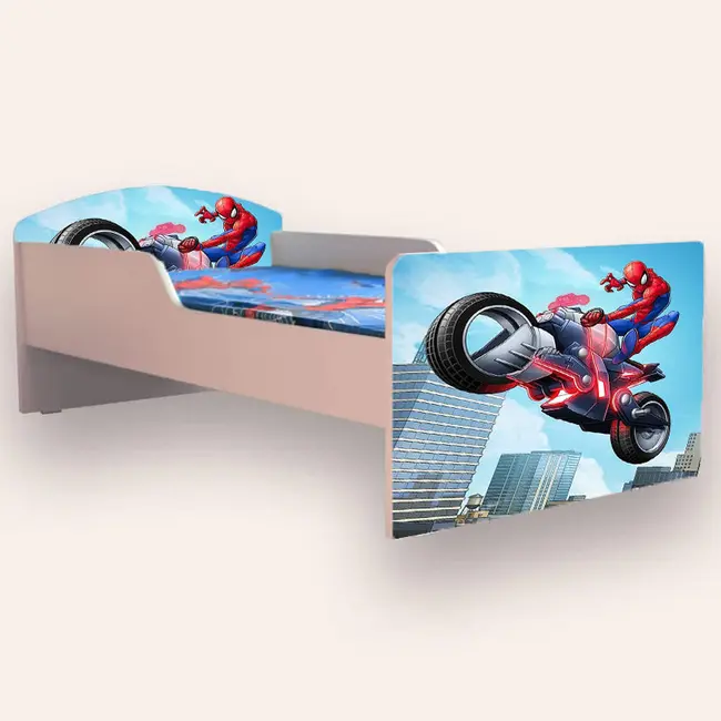 Patut copii de gradinita cu Spider Man 3 Mic  2-6 ani 130x60 cm Simplu cu Saltea SafeNest CMG51893594685780