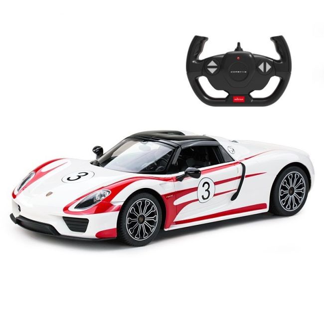 MASINA CU TELECOMANDA PORSCHE 918 SPYDER WEISSACH ALB SCARA 1 LA 14 VIVRas70710_Alb