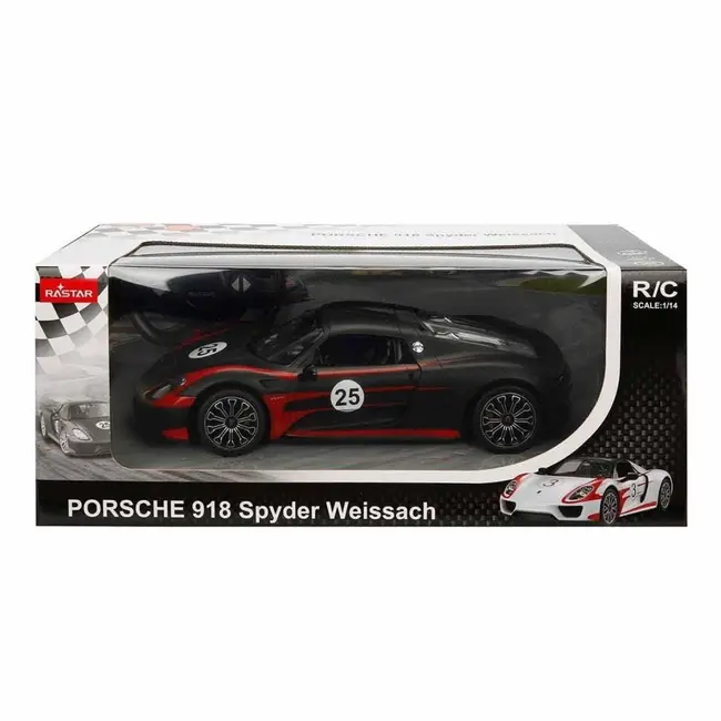 MASINA CU TELECOMANDA PORSCHE 918 SPYDER WEISSACH NEGRU SCARA 1 LA 14 VIVRas70710_Negru