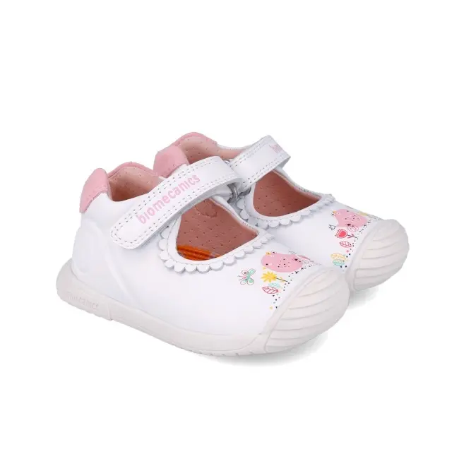 Pantofiori primii pasi pentru fetite biomecanics 252105, alb 252105-b-21