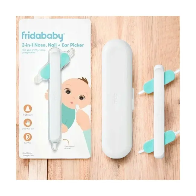 Dispozitiv de curatare, Fridababy, Multifunctional, Cu 4 capete, Pentru unghii, mucoasa nazala, urechi si alte parti ale corpului, Reutilizabil, 0 luni+ BYNFRI13