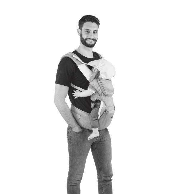 Marsupiu ergonomic multifunctional Chicco Hip Seat cu suport pentru sold, Denim (albastru), 0luni+ CHC79147-8_DENIM