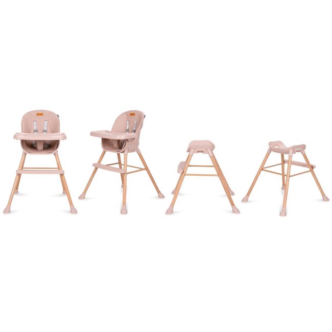 Scaun De Masa 4in1 Pentru Bebelusi Si Copii, Eatan Wood, Inaltime Ajustabila, Varsta 0-15 Kg, Centura De Siguranta In 5 Puncte, Depozitare, Roz Pjbkrwyeat01a0