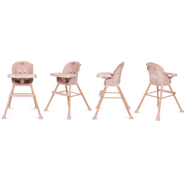Scaun De Masa 4in1 Pentru Bebelusi Si Copii, Eatan Wood, Inaltime Ajustabila, Varsta 0-15 Kg, Centura De Siguranta In 5 Puncte, Depozitare, Roz Pjbkrwyeat01a0