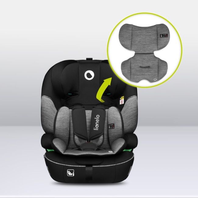 Scaun auto, Lionelo, Levi i-Size, Universal, Instalare FWF, Cu tetiera reglabila in 10 pozitii, Cu spatar detasabil, 76-150 cm, Conform cu R129, Gri BYNLO-LEVI_I-SIZE_BLACK_GREY