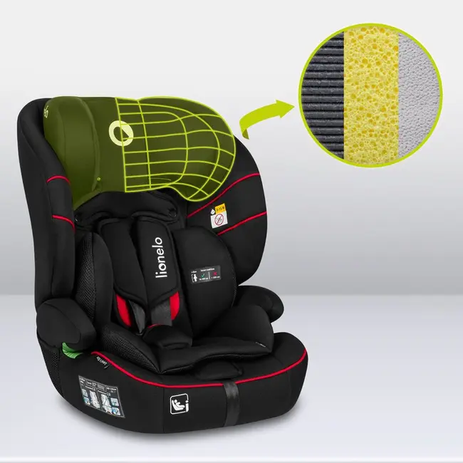 Scaun auto, Lionelo, Levi i-Size, Universal, Instalare FWF, Cu tetiera reglabila in 10 pozitii, Cu spatar detasabil, 76-150 cm, Conform cu R129, Negru BYNLO-LEVI_I-SIZE_SPORTY_BLACK