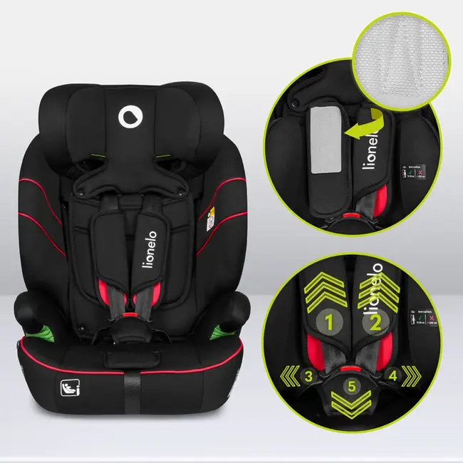 Scaun auto, Lionelo, Levi i-Size, Universal, Instalare FWF, Cu tetiera reglabila in 10 pozitii, Cu spatar detasabil, 76-150 cm, Conform cu R129, Negru BYNLO-LEVI_I-SIZE_SPORTY_BLACK