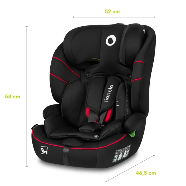 Scaun auto, Lionelo, Levi i-Size, Universal, Instalare FWF, Cu tetiera reglabila in 10 pozitii, Cu spatar detasabil, 76-150 cm, Conform cu R129, Negru BYNLO-LEVI_I-SIZE_SPORTY_BLACK