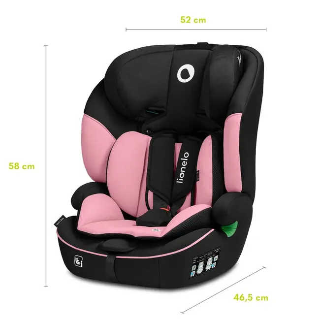 Scaun auto, Lionelo, Levi i-Size, Universal, Instalare FWF, Cu tetiera reglabila in 10 pozitii, Cu spatar detasabil, 76-150 cm, Conform cu R129, Roz BYNLO-LEVI_I-SIZE_PINK_BABY