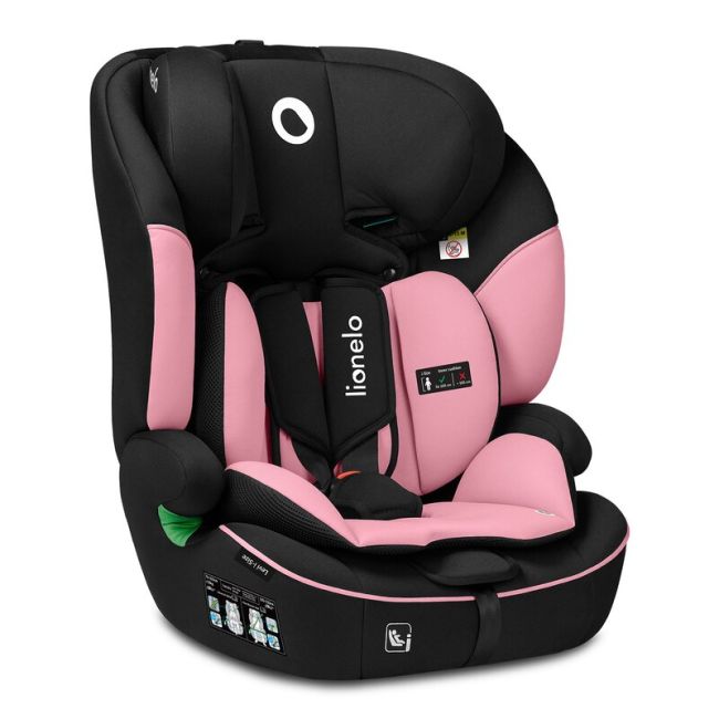 Scaun auto, Lionelo, Levi i-Size, Universal, Instalare FWF, Cu tetiera reglabila in 10 pozitii, Cu spatar detasabil, 76-150 cm, Conform cu R129, Roz BYNLO-LEVI_I-SIZE_PINK_BABY