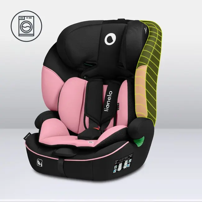 Scaun auto, Lionelo, Levi i-Size, Universal, Instalare FWF, Cu tetiera reglabila in 10 pozitii, Cu spatar detasabil, 76-150 cm, Conform cu R129, Roz BYNLO-LEVI_I-SIZE_PINK_BABY