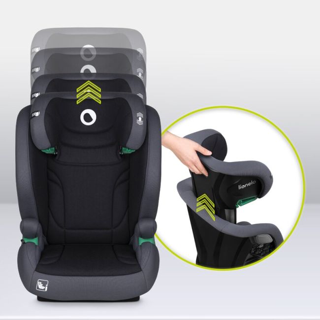 Scaun auto, Lionelo, i-Size Igo, 100- 150 cm, Cu isofix, Protectie laterala, Ajustare spatar in 2 pozitii, Tetiera Tri-Guard reglabila in 11 pozitii, Conform cu standardul european de securitate R129, Gri BYNLO-IGO_I-SIZE_GREY_GRAPHITE