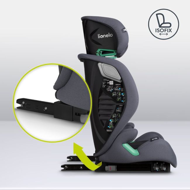Scaun auto, Lionelo, i-Size Igo, 100- 150 cm, Cu isofix, Protectie laterala, Ajustare spatar in 2 pozitii, Tetiera Tri-Guard reglabila in 11 pozitii, Conform cu standardul european de securitate R129, Gri BYNLO-IGO_I-SIZE_GREY_GRAPHITE