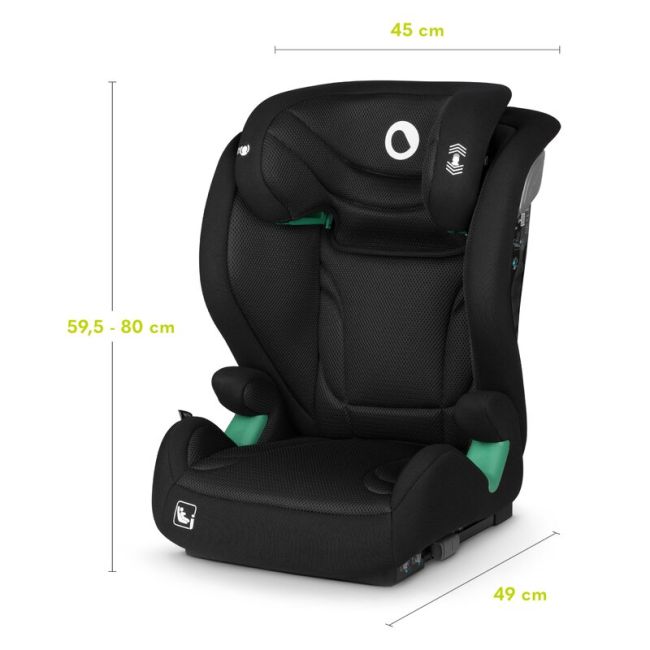 Scaun auto, Lionelo, i-Size Igo, 100- 150 cm, Cu isofix, Protectie laterala, Ajustare spatar in 2 pozitii, Tetiera Tri-Guard reglabila in 11 pozitii, Conform cu standardul european de securitate R129, Negru BYNLO-IGO_I-SIZE_BLACK_CARBON