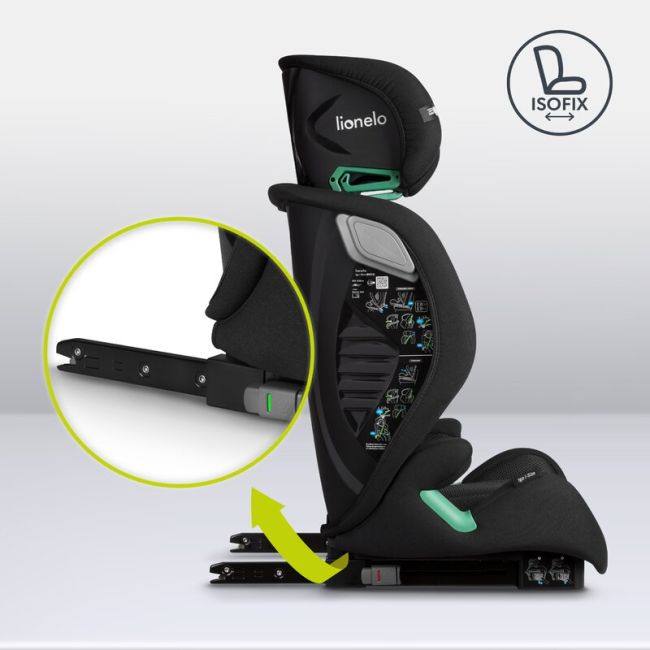 Scaun auto, Lionelo, i-Size Igo, 100- 150 cm, Cu isofix, Protectie laterala, Ajustare spatar in 2 pozitii, Tetiera Tri-Guard reglabila in 11 pozitii, Conform cu standardul european de securitate R129, Negru BYNLO-IGO_I-SIZE_BLACK_CARBON