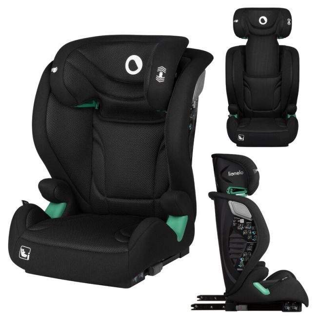 Scaun auto, Lionelo, i-Size Igo, 100- 150 cm, Cu isofix, Protectie laterala, Ajustare spatar in 2 pozitii, Tetiera Tri-Guard reglabila in 11 pozitii, Conform cu standardul european de securitate R129, Negru BYNLO-IGO_I-SIZE_BLACK_CARBON