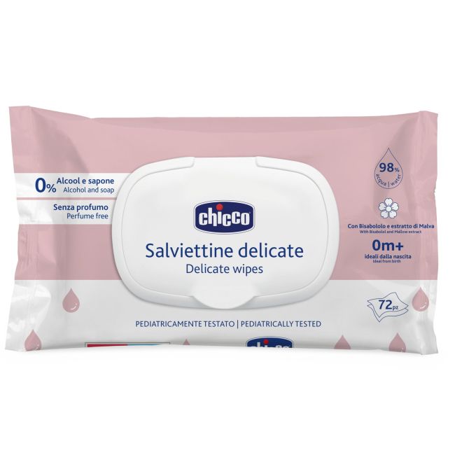 Servetele umede Chicco cu clapeta, fara alcool si sapun, 72bucati, 0luni+ CHC1205060-7