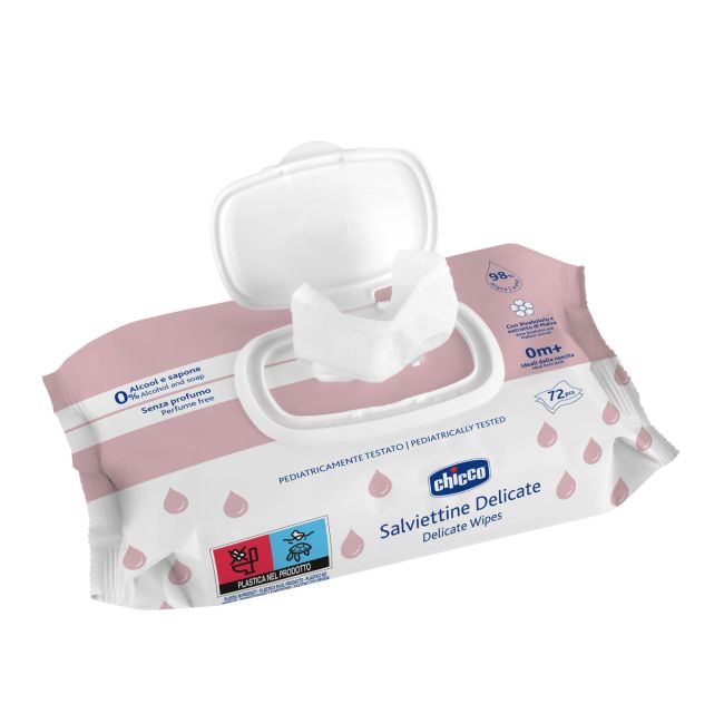 Servetele umede Chicco cu clapeta, fara alcool si sapun, 72bucati, 0luni+ CHC1205060-7