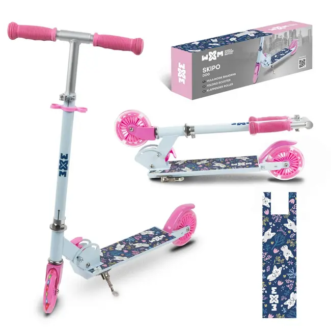 Trotineta Pliabila, Wxm, Skipo Dog, Aluminiu, Roti Led 120mm, Pana La 50 Kg, Multicolor Pjbhsskif01