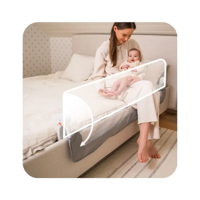 Bariera de siguranta rabatabila pentru pat, Momi Lexi XL Plus - Beige KRTAKCE00062