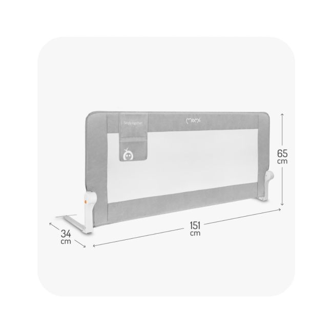 Bariera de siguranta rabatabila pentru pat, Momi Lexi XL Plus - Grey KRTAKCE00061