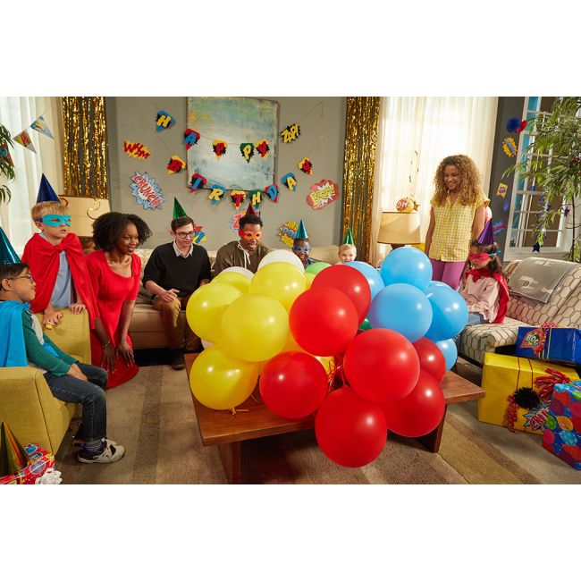 Bunch o Balloons - Set baloane de petrecere si rezerve, Rosu, Galben, Albastru, 24 baloane BKF56179AUQ1