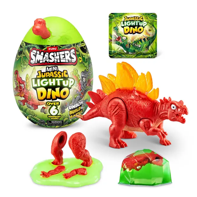 Smashers - Mini Ou surpriza cu peste 6 accesorii, Dino Jurassic Light-Up BKF74107