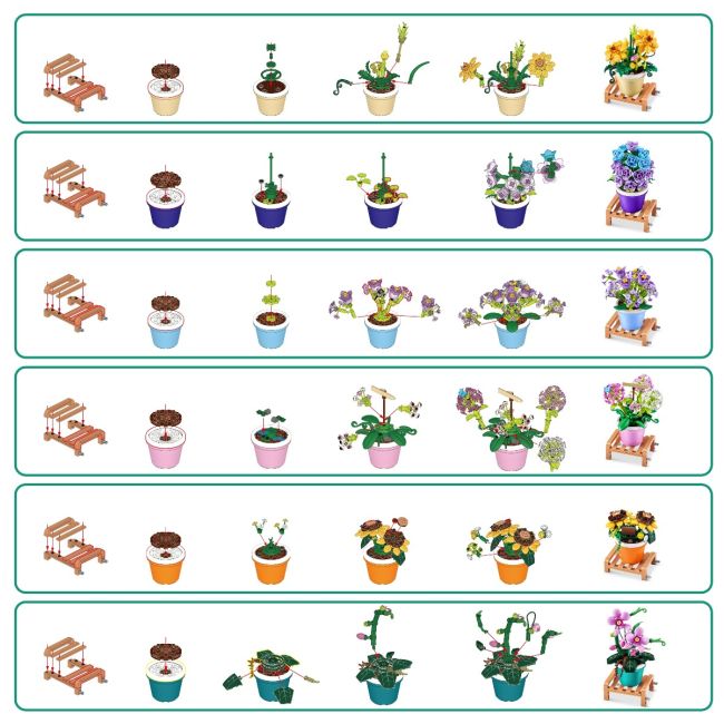 Zuru Max - Set de constructie, Flori de gradina in ghiveci, diverse modele BKF83183