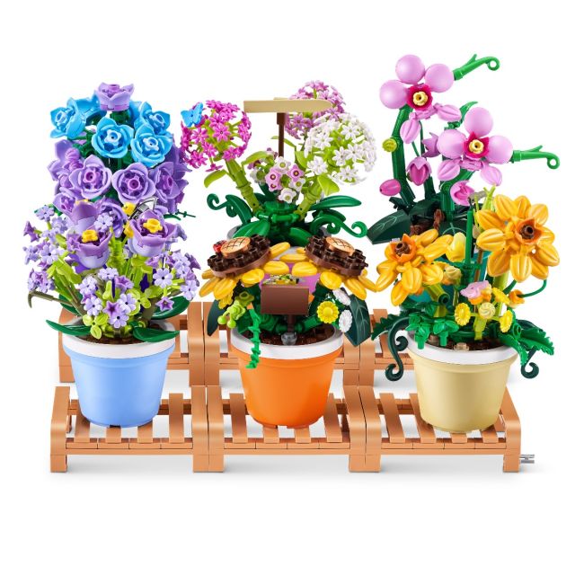 Zuru Max - Set de constructie, Flori de gradina in ghiveci, diverse modele BKF83183