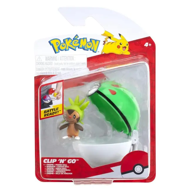 Pokemon - Set 2 figurine Clip n Go, Chespin with Friend Ball W19 BKFPKW3641