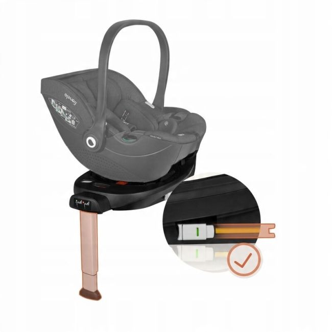 Baza scaun auto i-Size, Lionelo, Moxie, Rotativa 360, Cu isofix si picior stabilizator, Cu indicatori pentru instalare corecta, Negru BYNLO-MOXIE_I-SIZE_BASE_BLACK