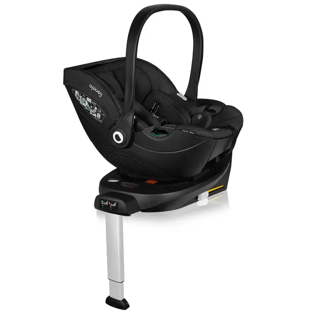 Baza scaun auto i-Size, Lionelo, Moxie, Rotativa 360, Cu isofix si picior stabilizator, Cu indicatori pentru instalare corecta, Negru BYNLO-MOXIE_I-SIZE_BASE_BLACK