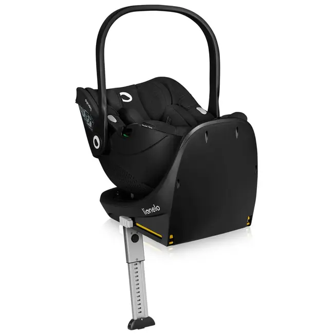 Baza scaun auto i-Size, Lionelo, Moxie, Rotativa 360, Cu isofix si picior stabilizator, Cu indicatori pentru instalare corecta, Negru BYNLO-MOXIE_I-SIZE_BASE_BLACK