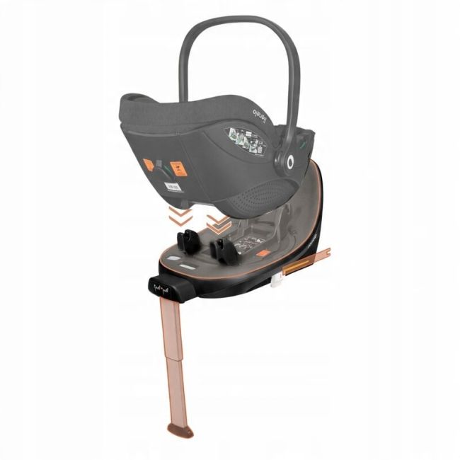 Baza scaun auto i-Size, Lionelo, Moxie, Rotativa 360, Cu isofix si picior stabilizator, Cu indicatori pentru instalare corecta, Negru BYNLO-MOXIE_I-SIZE_BASE_BLACK