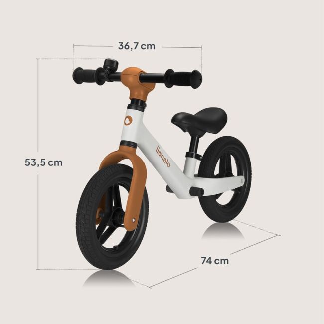 Bicicleta fara pedale, Lionelo, Toni, Cu ghidon si sa reglabile, Ultra usoara, 2.8 Kg, 18 luni+, Sustine 30 kg, Conform cu standardul EN71-1/2/3, Certificata TUV SUD, Bej BYNLO-TONI_BEIGE_SAND