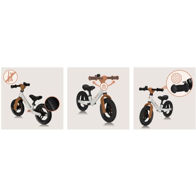 Bicicleta fara pedale, Lionelo, Toni, Cu ghidon si sa reglabile, Ultra usoara, 2.8 Kg, 18 luni+, Sustine 30 kg, Conform cu standardul EN71-1/2/3, Certificata TUV SUD, Bej BYNLO-TONI_BEIGE_SAND