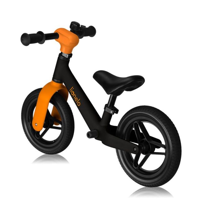 Bicicleta fara pedale, Lionelo, Toni, Cu ghidon si sa reglabile, Ultra usoara, 2.8 Kg, 18 luni+, Sustine 30 kg, Conform cu standardul EN71-1/2/3, Certificata TUV SUD, Portocaliu BYNLO-TONI_BLACK_ORANGE