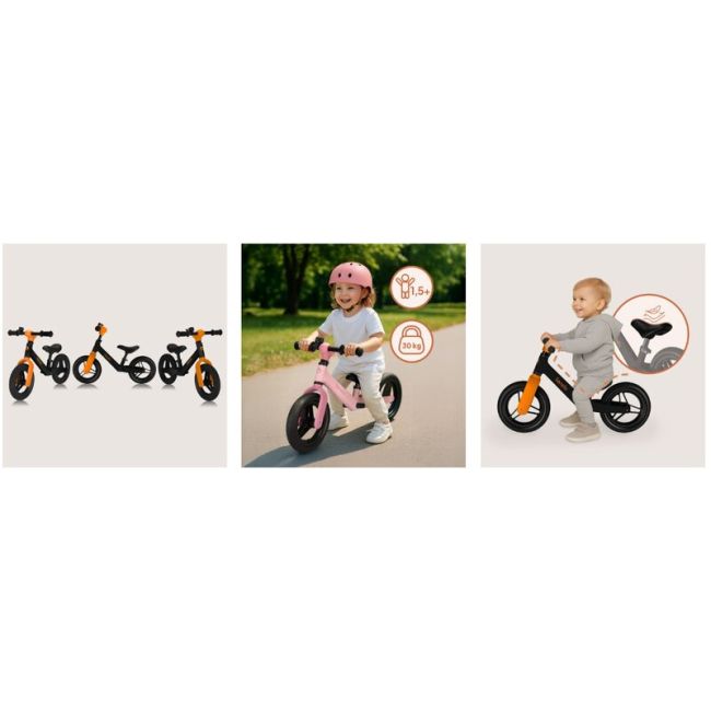 Bicicleta fara pedale, Lionelo, Toni, Cu ghidon si sa reglabile, Ultra usoara, 2.8 Kg, 18 luni+, Sustine 30 kg, Conform cu standardul EN71-1/2/3, Certificata TUV SUD, Portocaliu BYNLO-TONI_BLACK_ORANGE