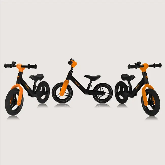Bicicleta fara pedale, Lionelo, Toni, Cu ghidon si sa reglabile, Ultra usoara, 2.8 Kg, 18 luni+, Sustine 30 kg, Conform cu standardul EN71-1/2/3, Certificata TUV SUD, Portocaliu BYNLO-TONI_BLACK_ORANGE