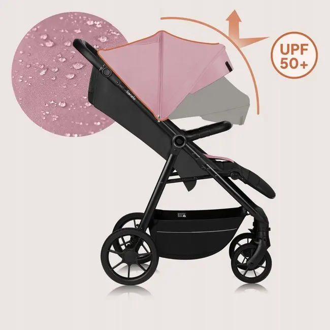 Carucior sport, Lionelo, Mira, Maner reglabil in 5 pozitii, Spatar si suport de picioare reglabile, Plasa de tantari si suport biberon incluse, Pana la 22 kg, 6 luni+, Conform cu EN1888-1, EN1888-2, Testare SGS, Roz BYNLO-MIRA_PINK_ROSE