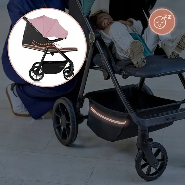 Carucior sport, Lionelo, Mira, Maner reglabil in 5 pozitii, Spatar si suport de picioare reglabile, Plasa de tantari si suport biberon incluse, Pana la 22 kg, 6 luni+, Conform cu EN1888-1, EN1888-2, Testare SGS, Roz BYNLO-MIRA_PINK_ROSE