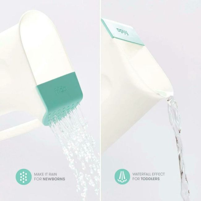 Recipient de clatire, Fridababy, Control The Flow Rinser, 2 moduri de turnare, Protectie ochi si urechi, Maner ergonomic, Compatibila cu masina de spalat vase, Alb BYNFRI41