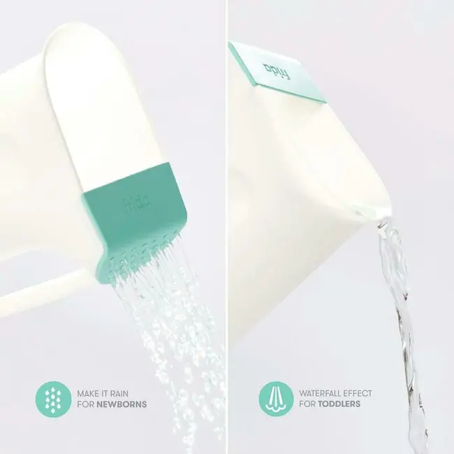 Recipient de clatire, Fridababy, Control The Flow Rinser, 2 moduri de turnare, Protectie ochi si urechi, Maner ergonomic, Compatibila cu masina de spalat vase, Alb BYNFRI41