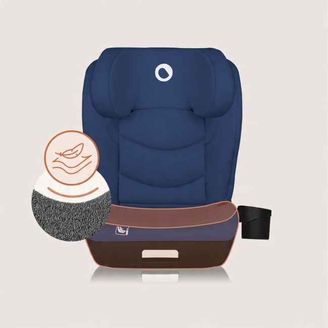 Scaun auto i-Size, Lionelo, Neal, Spatar reglabil in 4 pozitii, Tetiera in 10 pozitii, Suport sticla inclus, 15-36 Kg, 100-150 cm, Cu Isofix, Conform ECE R129, Albastru BYNLO-NEAL_I-SIZE_BLUE_NAVY