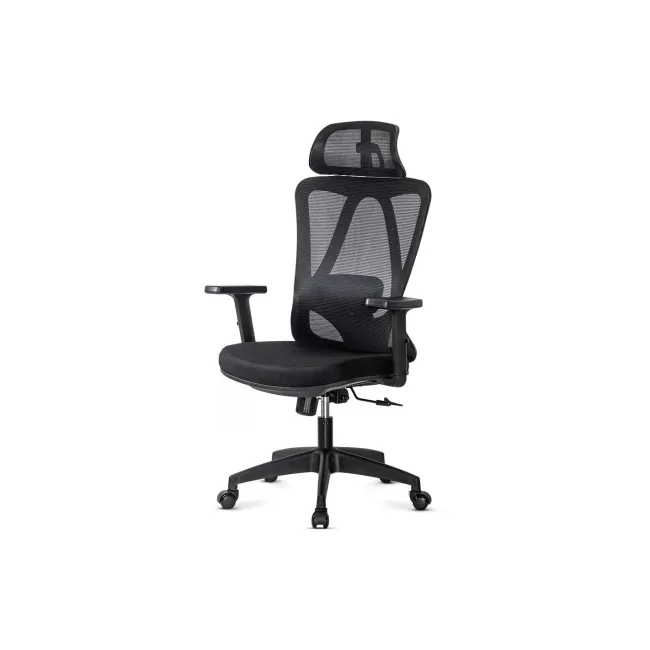 Scaun birou ergonomic OFF987, mesh, mecanism a-sincron, cotiere reglabile, 110 kg, negru DRM10648