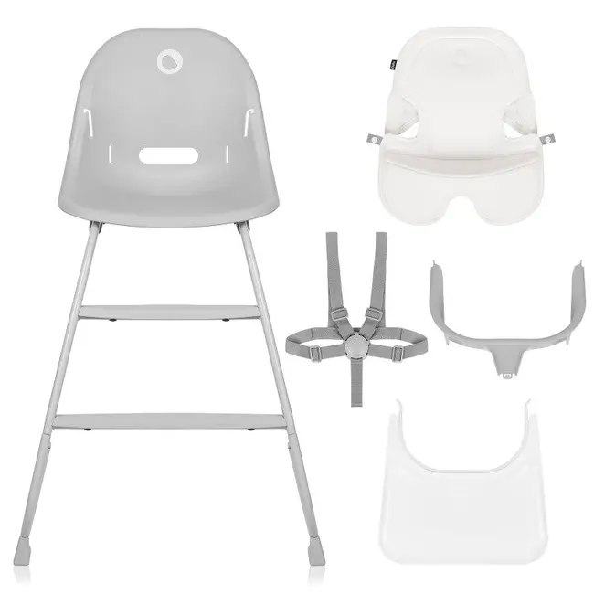 Scaun de masa, Lionelo, Dalia, 2 in 1, Transformabil, Cu 2 suporturi pentru picioare, Cu tavita detasabila, Sustine 60 kg, 6 luni+, Conform cu EN14988, Gri Stone BYNLO-DALIA_GREY_STONE