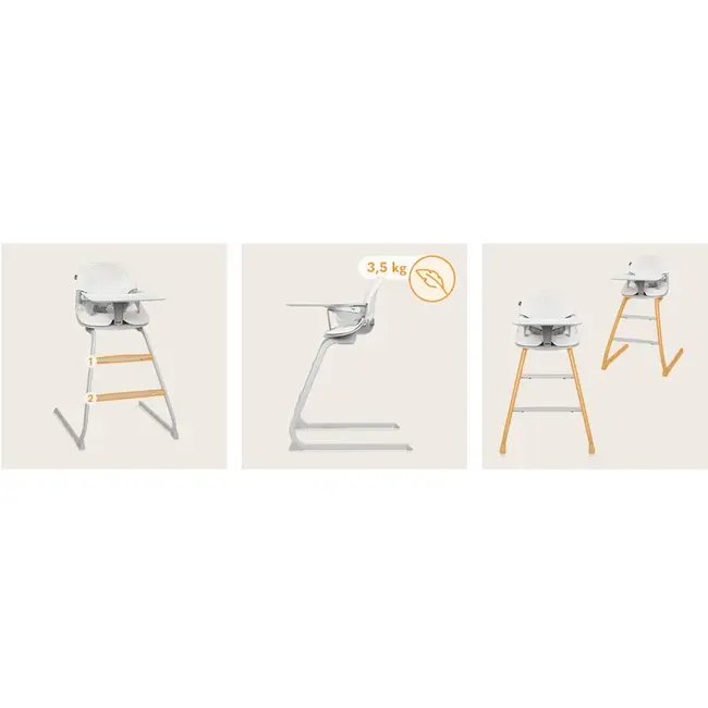 Scaun de masa, Lionelo, Dalia, 2 in 1, Transformabil, Cu 2 suporturi pentru picioare, Cu tavita detasabila, Sustine 60 kg, 6 luni+, Conform cu EN14988, Gri Stone BYNLO-DALIA_GREY_STONE