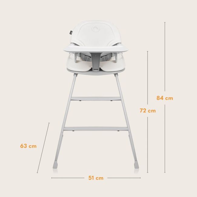 Scaun de masa, Lionelo, Dalia, 2 in 1, Transformabil, Cu 2 suporturi pentru picioare, Cu tavita detasabila, Sustine 60 kg, 6 luni+, Conform cu EN14988, Gri Stone BYNLO-DALIA_GREY_STONE